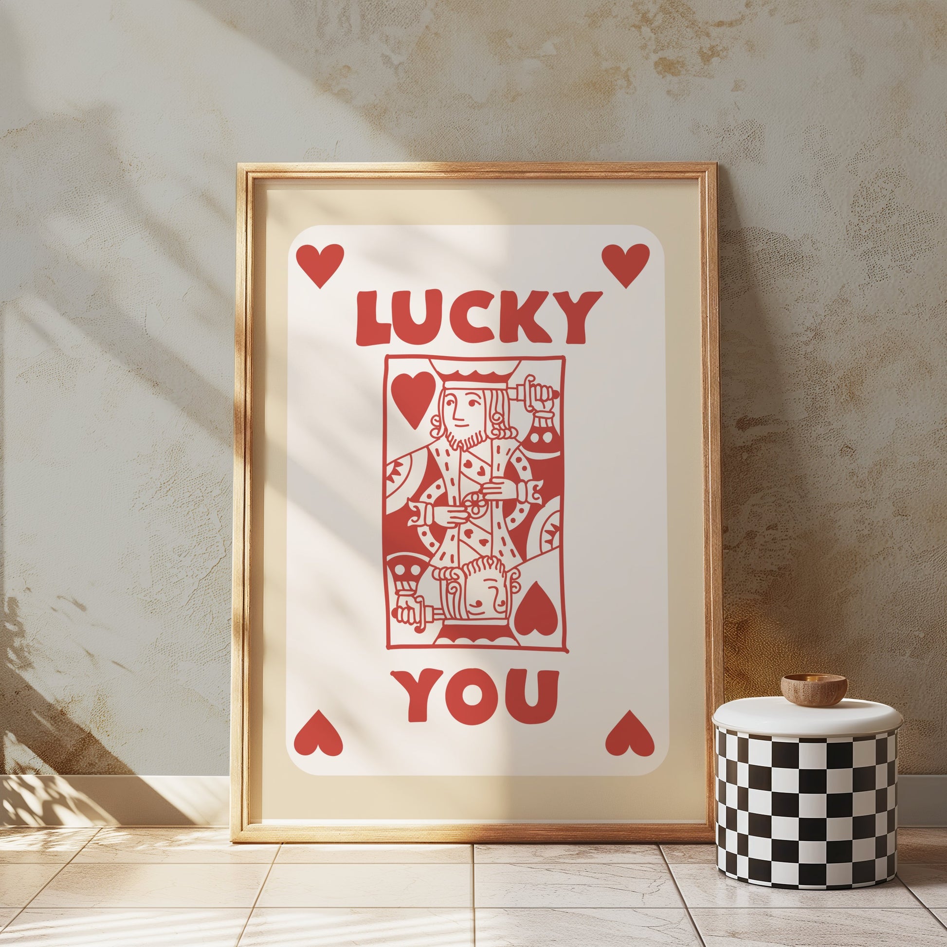 Premium Poster of Lucky King of Hearts Card Design Art Print Posters