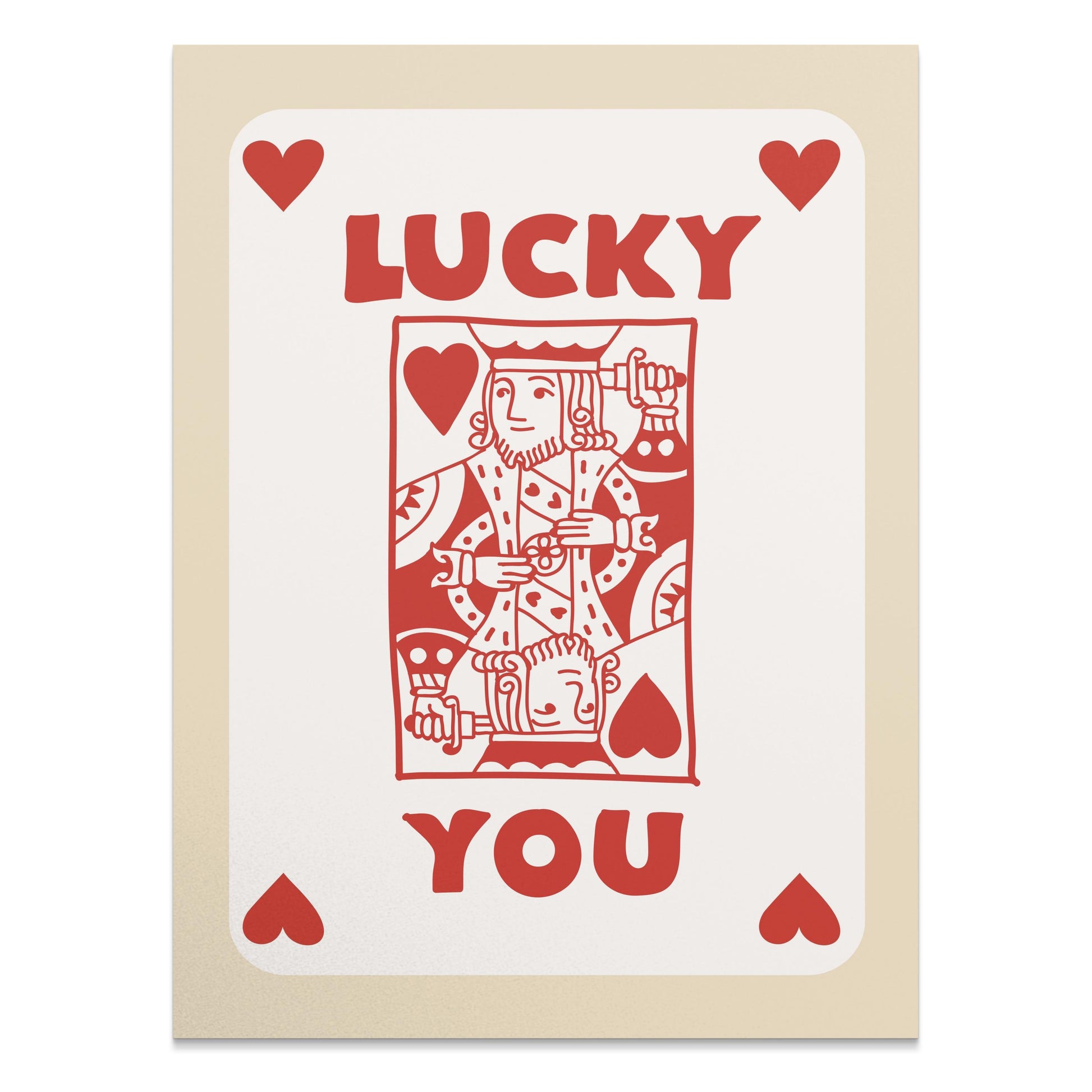 Premium Poster of Lucky King of Hearts Card Design Art Print Posters