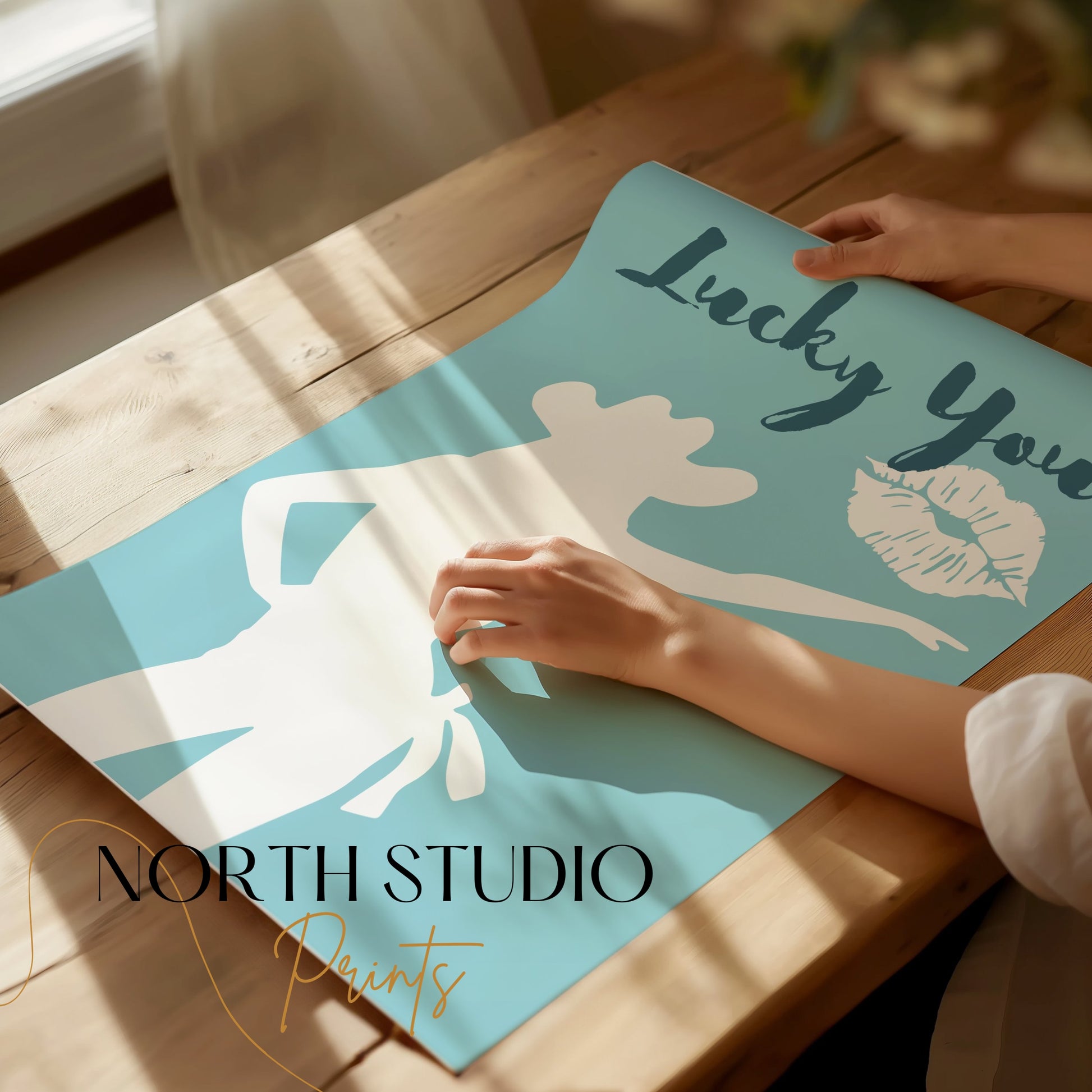Premium Poster of Lucky You Cowgirl Silhouette and Lips Posters