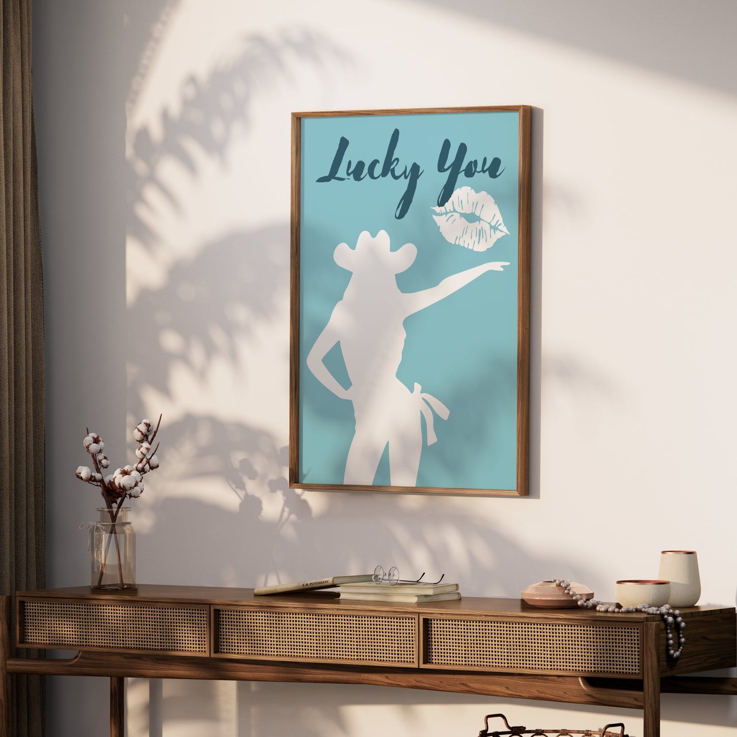 Premium Poster of Lucky You Cowgirl Silhouette and Lips Posters
