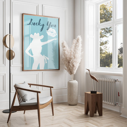 Premium Poster of Lucky You Cowgirl Silhouette and Lips Posters