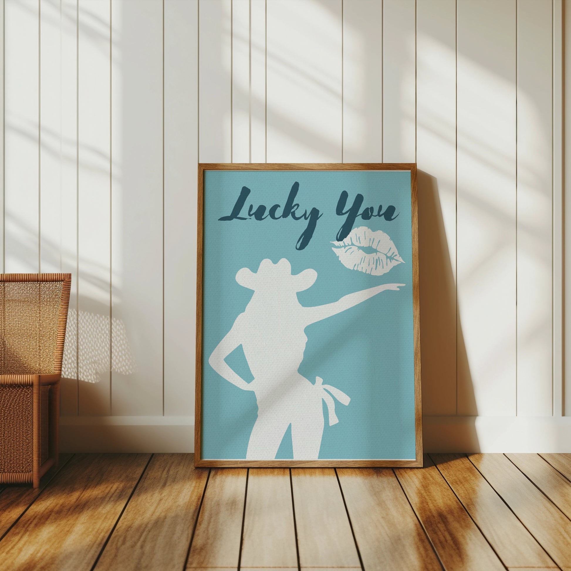 Premium Poster of Lucky You Cowgirl Silhouette and Lips Posters