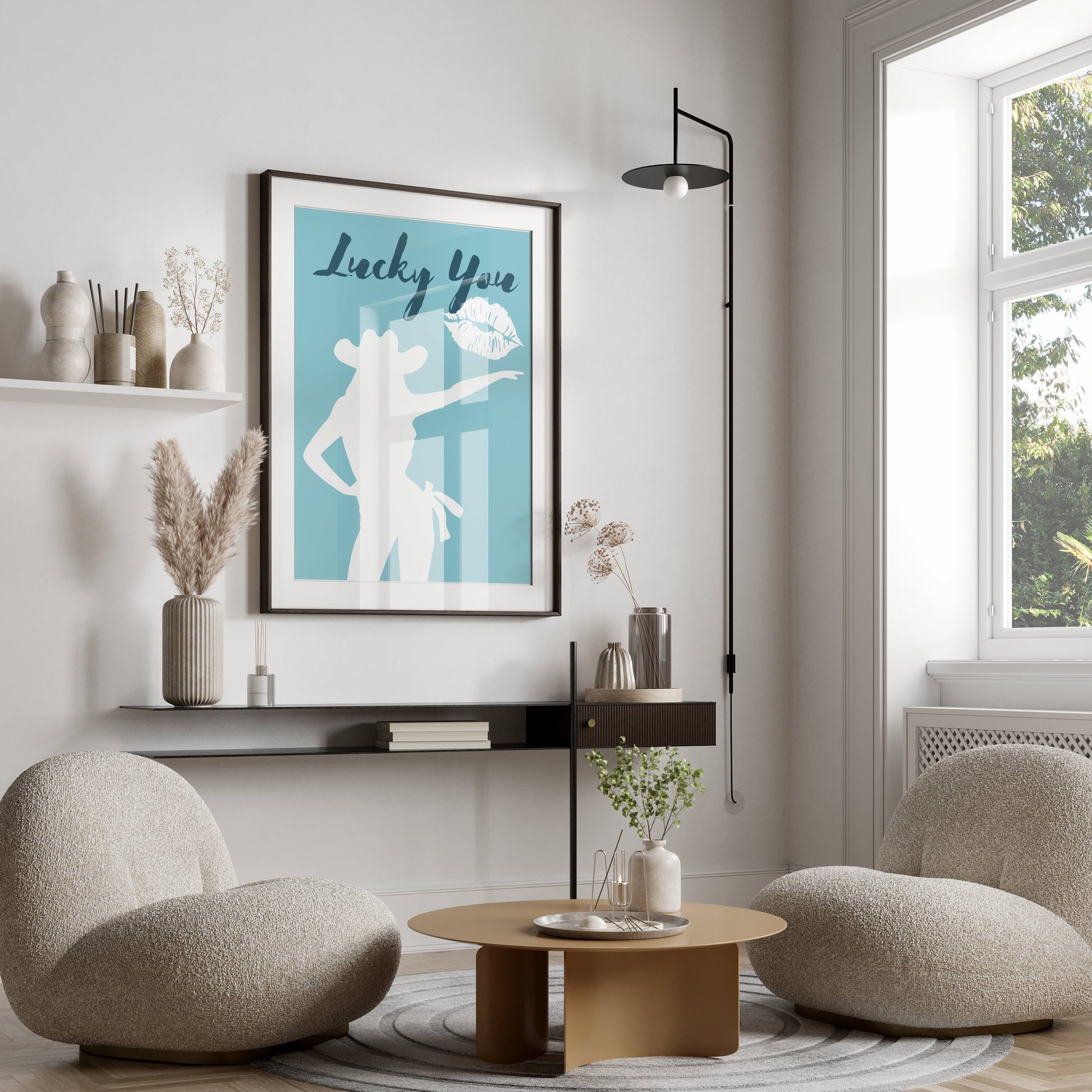 Premium Poster of Lucky You Cowgirl Silhouette and Lips Posters