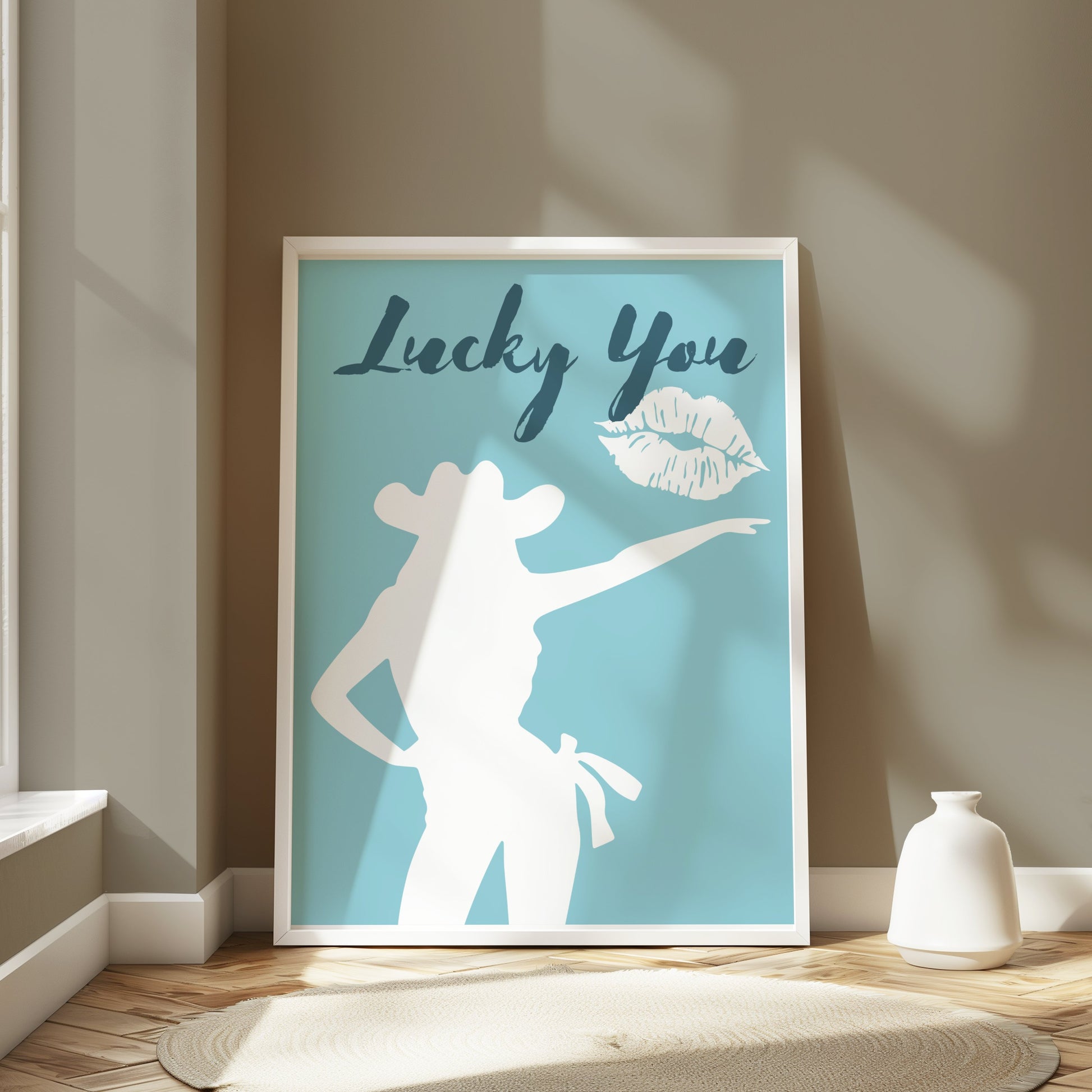 Premium Poster of Lucky You Cowgirl Silhouette and Lips Posters