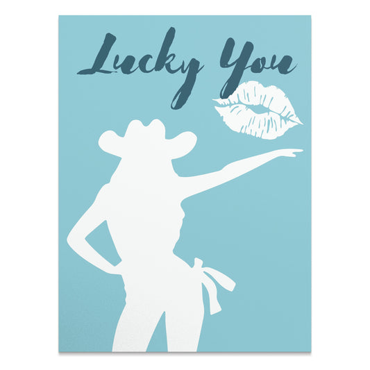 Premium Poster of Lucky You Cowgirl Silhouette and Lips Posters