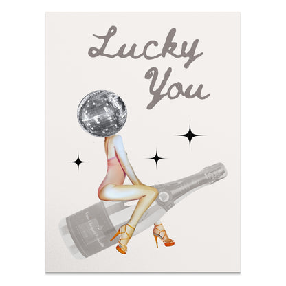 Premium Poster of Lucky You Disco Ball Head Art Cool Decor Posters
