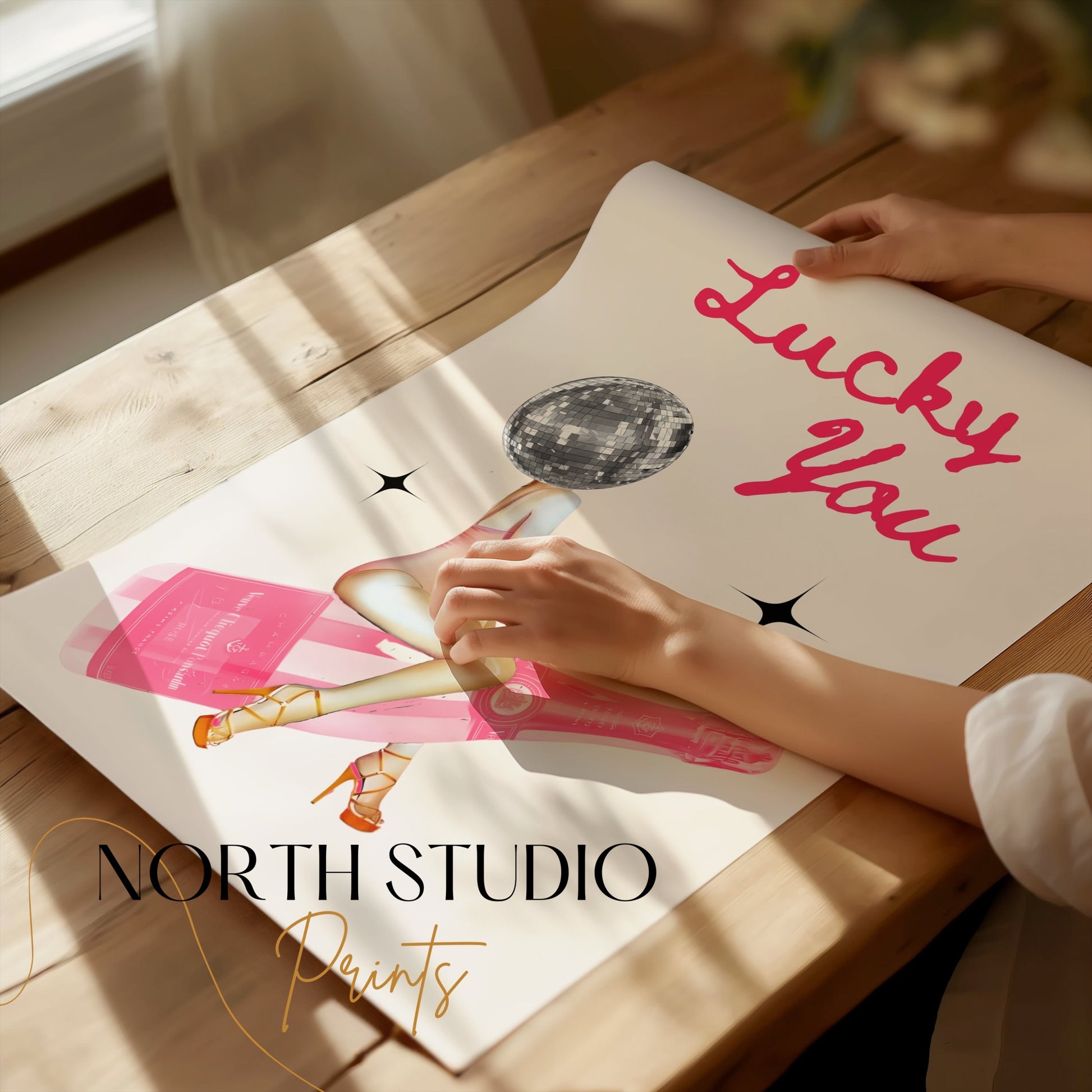 Premium Poster of Lucky You Disco Ball Woman Art Print Posters