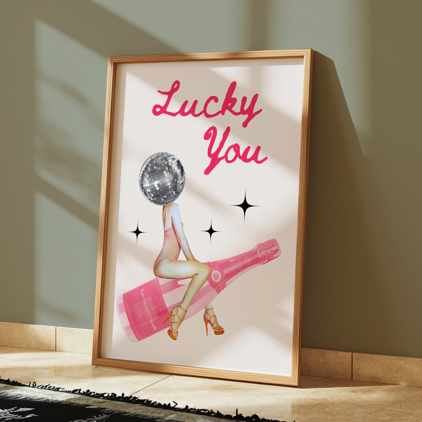 Premium Poster of Lucky You Disco Ball Woman Art Print Posters