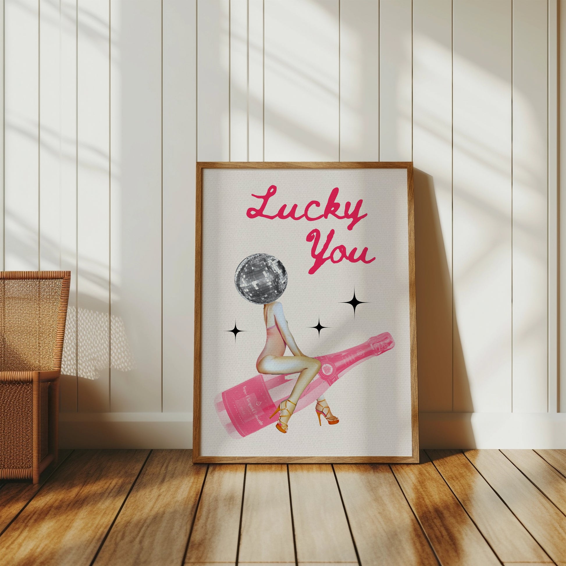 Premium Poster of Lucky You Disco Ball Woman Art Print Posters