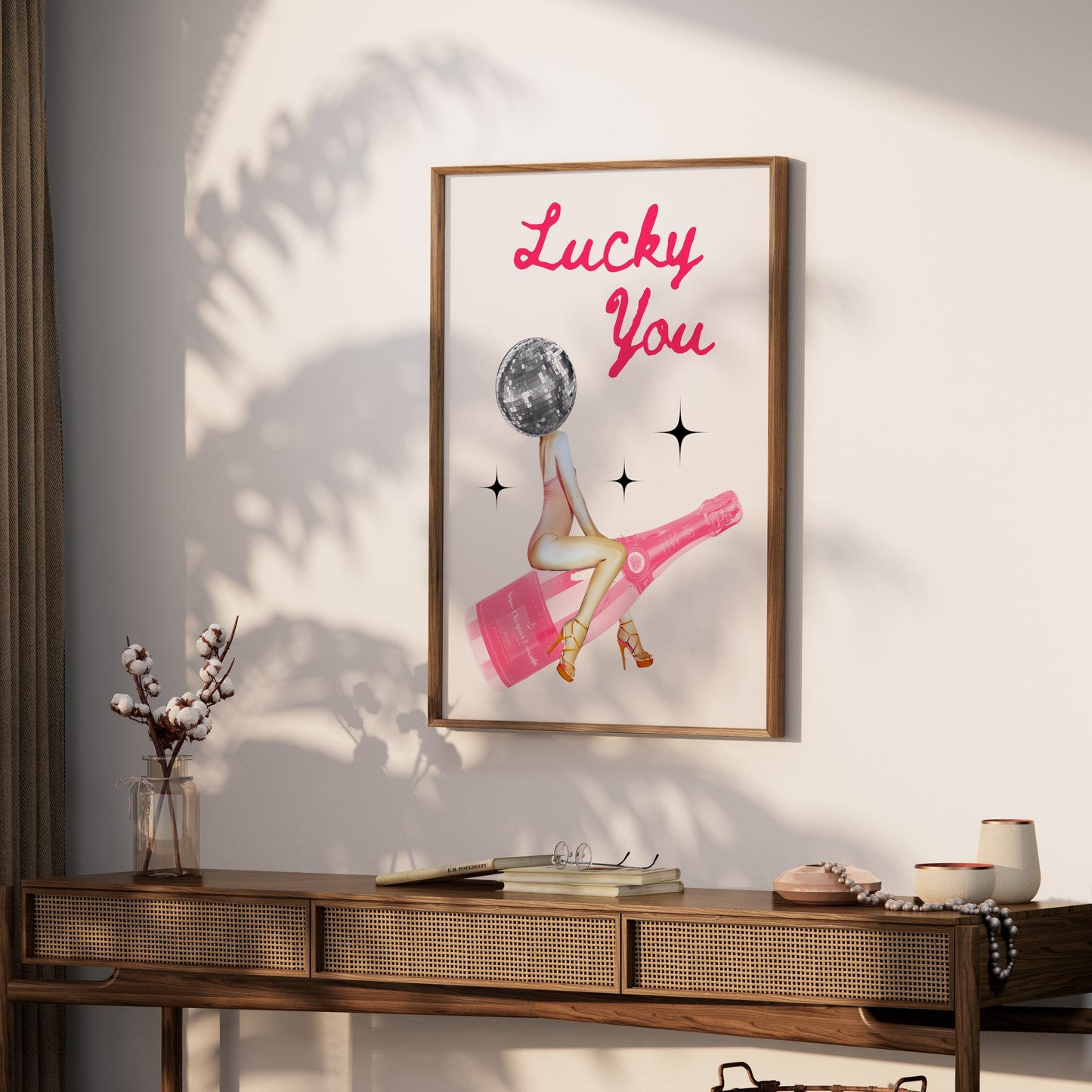 Premium Poster of Lucky You Disco Ball Woman Art Print Posters
