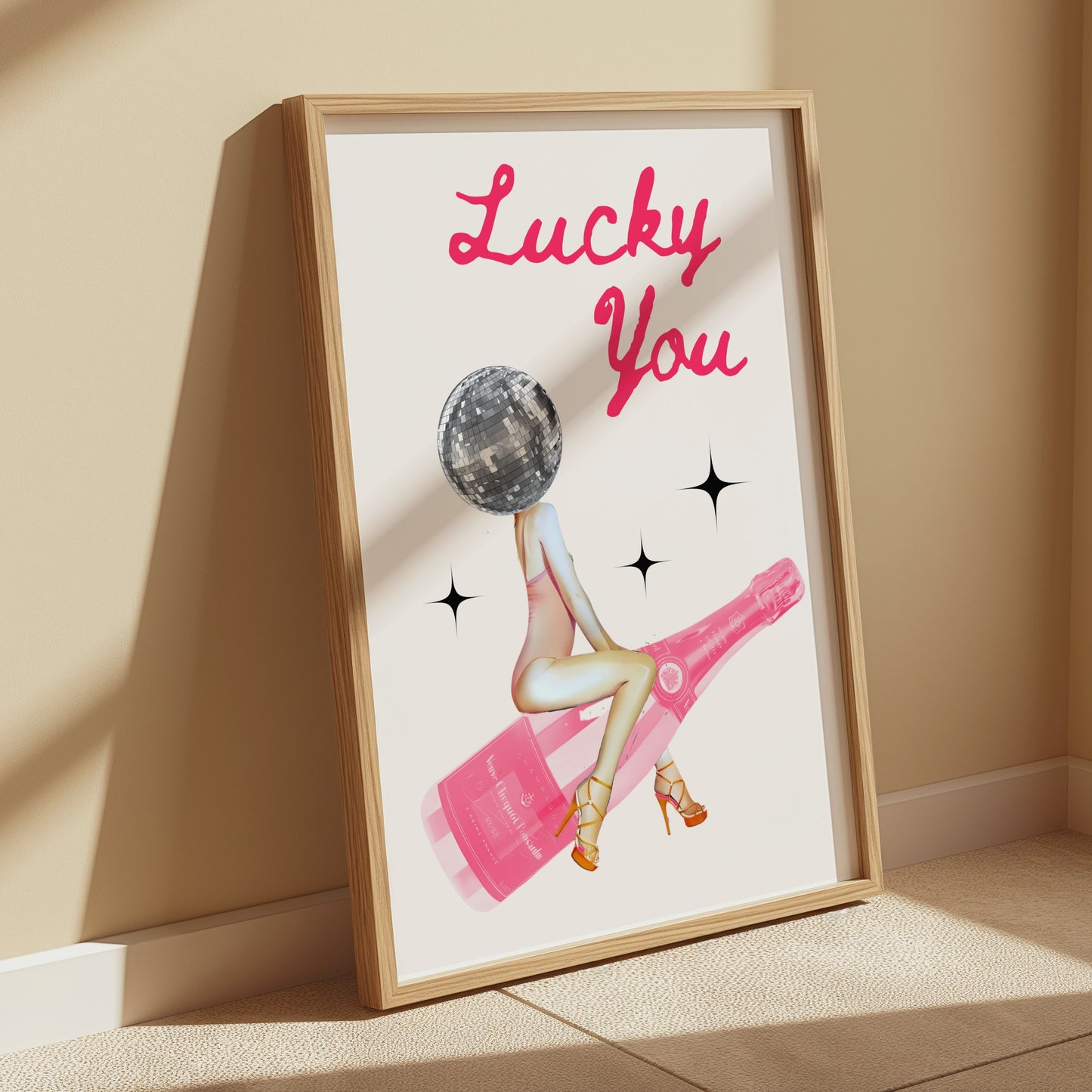 Premium Poster of Lucky You Disco Ball Woman Art Print Posters