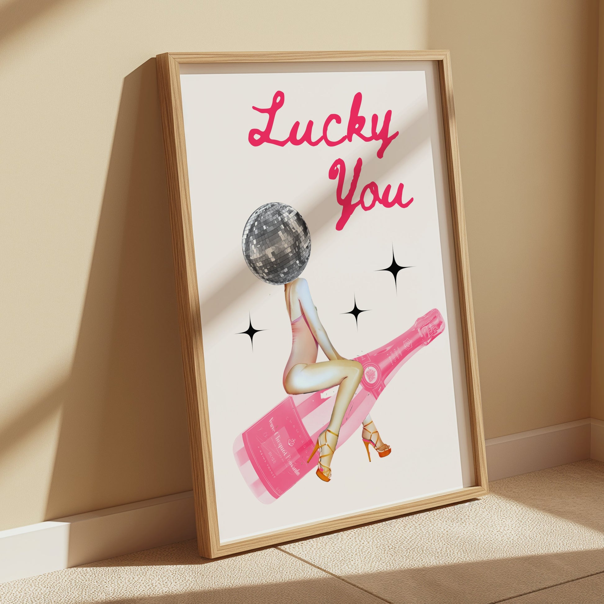 Premium Poster of Lucky You Disco Ball Woman Art Print Posters