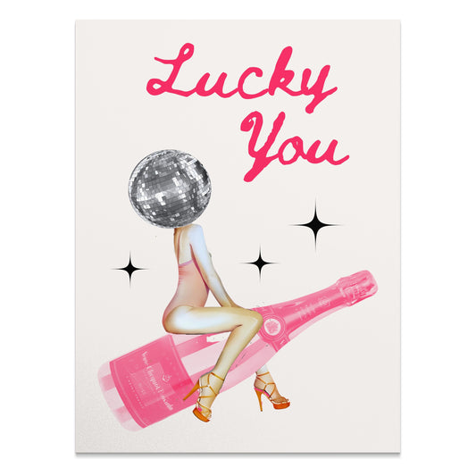 Premium Poster of Lucky You Disco Ball Woman Art Print Posters