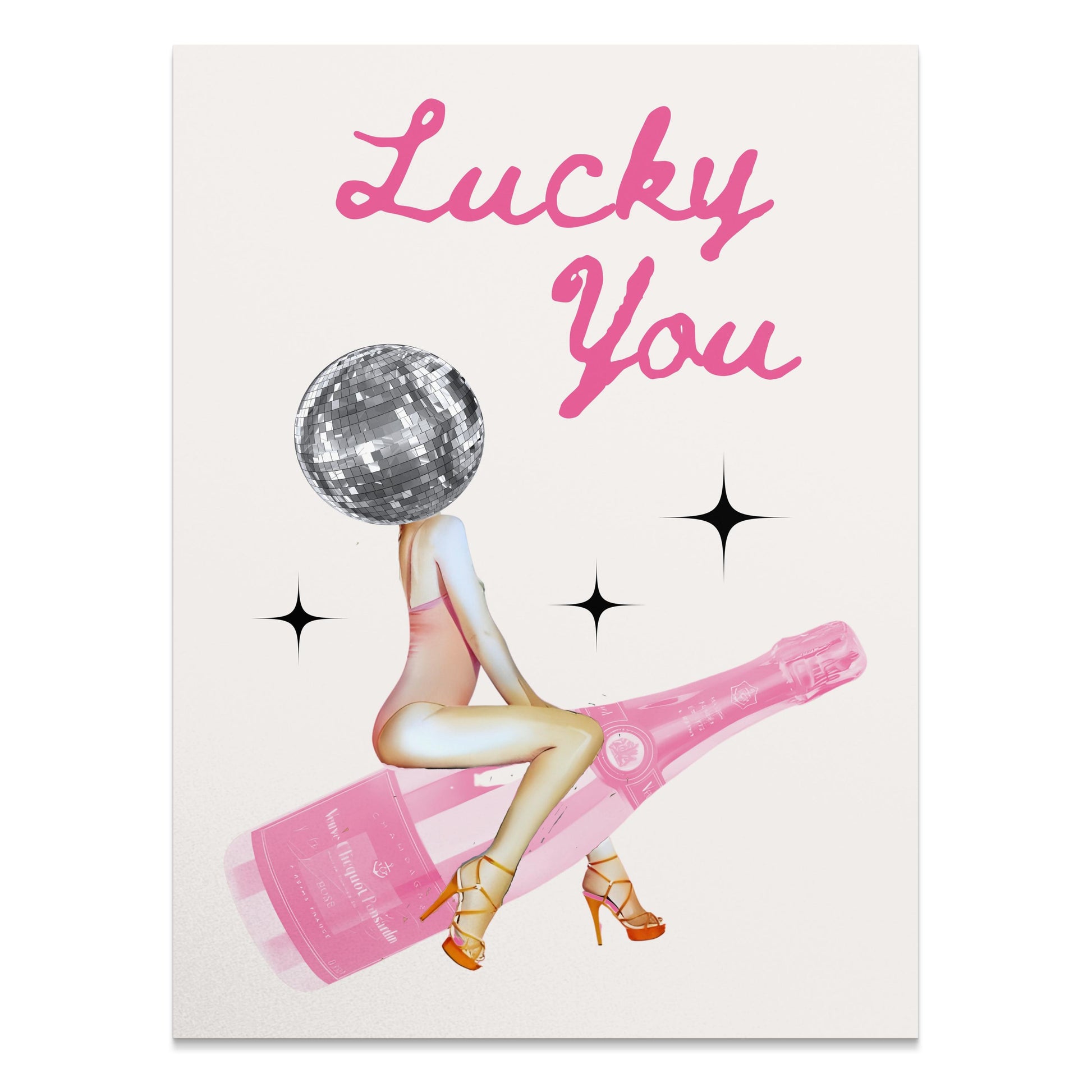 Premium Poster of Lucky You Disco Ball and Champagne Aesthetic Posters
