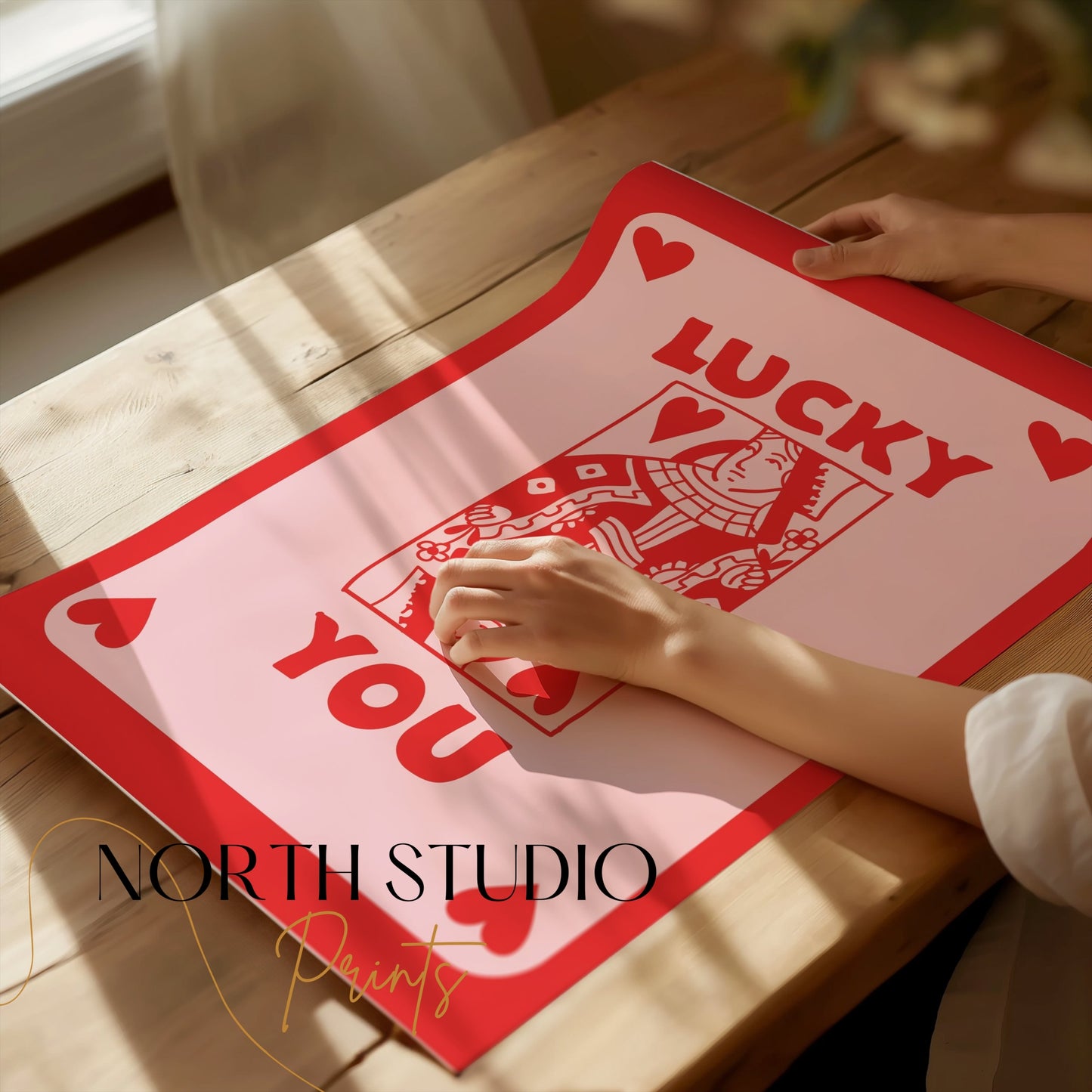 Premium Poster of Lucky You Heart Playing Card Design Posters