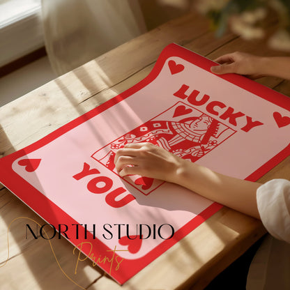 Premium Poster of Lucky You Heart Playing Card Design Posters