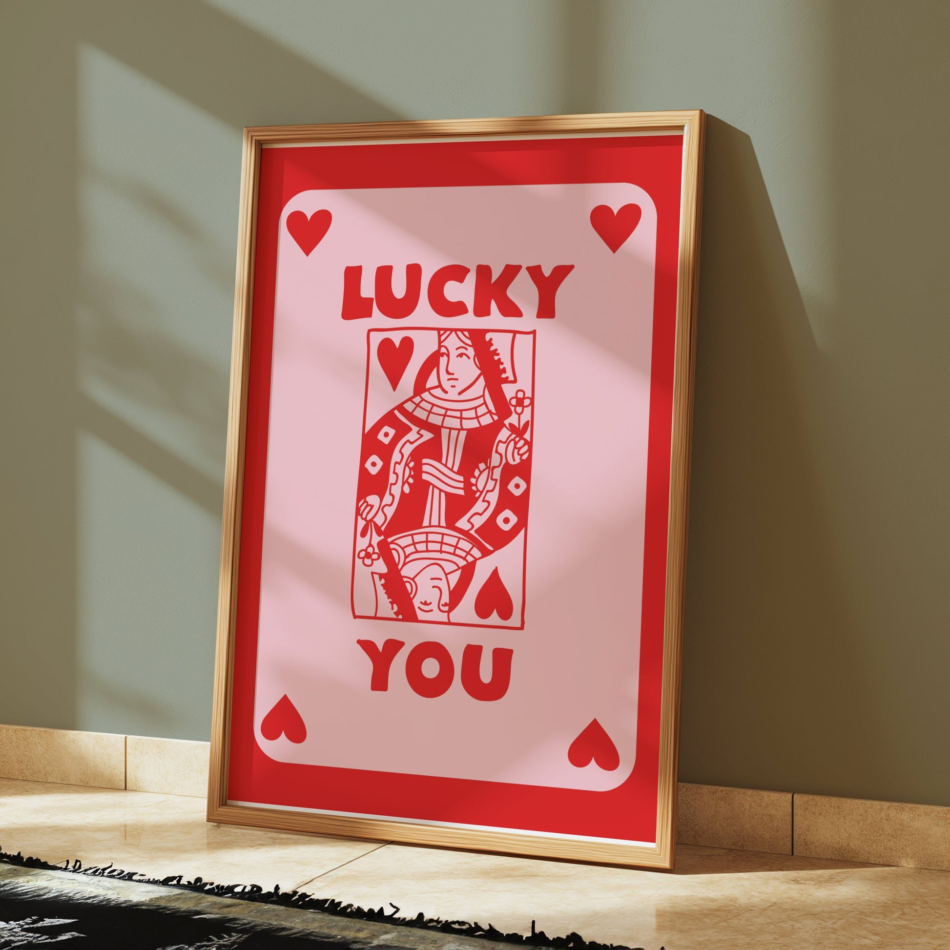 Premium Poster of Lucky You Heart Playing Card Design Posters