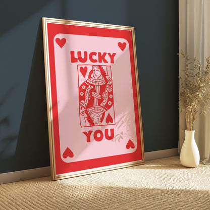 Premium Poster of Lucky You Heart Playing Card Design Posters