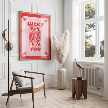 Premium Poster of Lucky You Heart Playing Card Design Posters