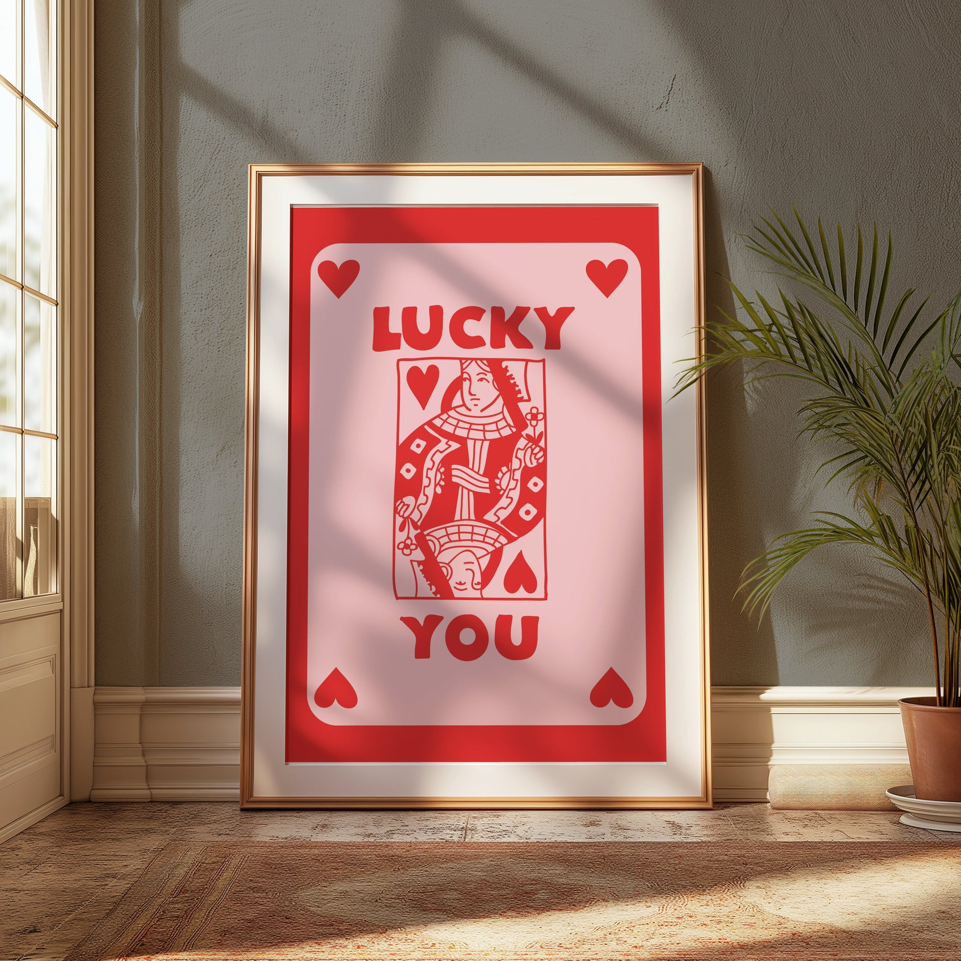 Premium Poster of Lucky You Heart Playing Card Design Posters
