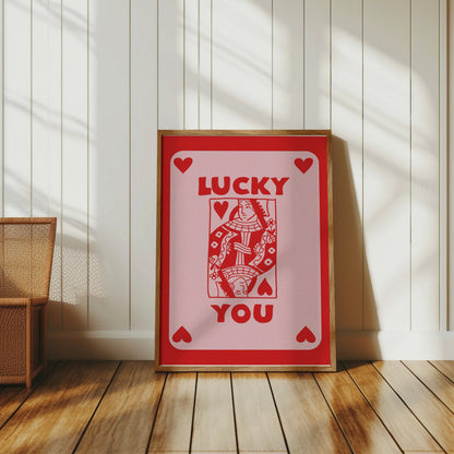 Premium Poster of Lucky You Heart Playing Card Design Posters
