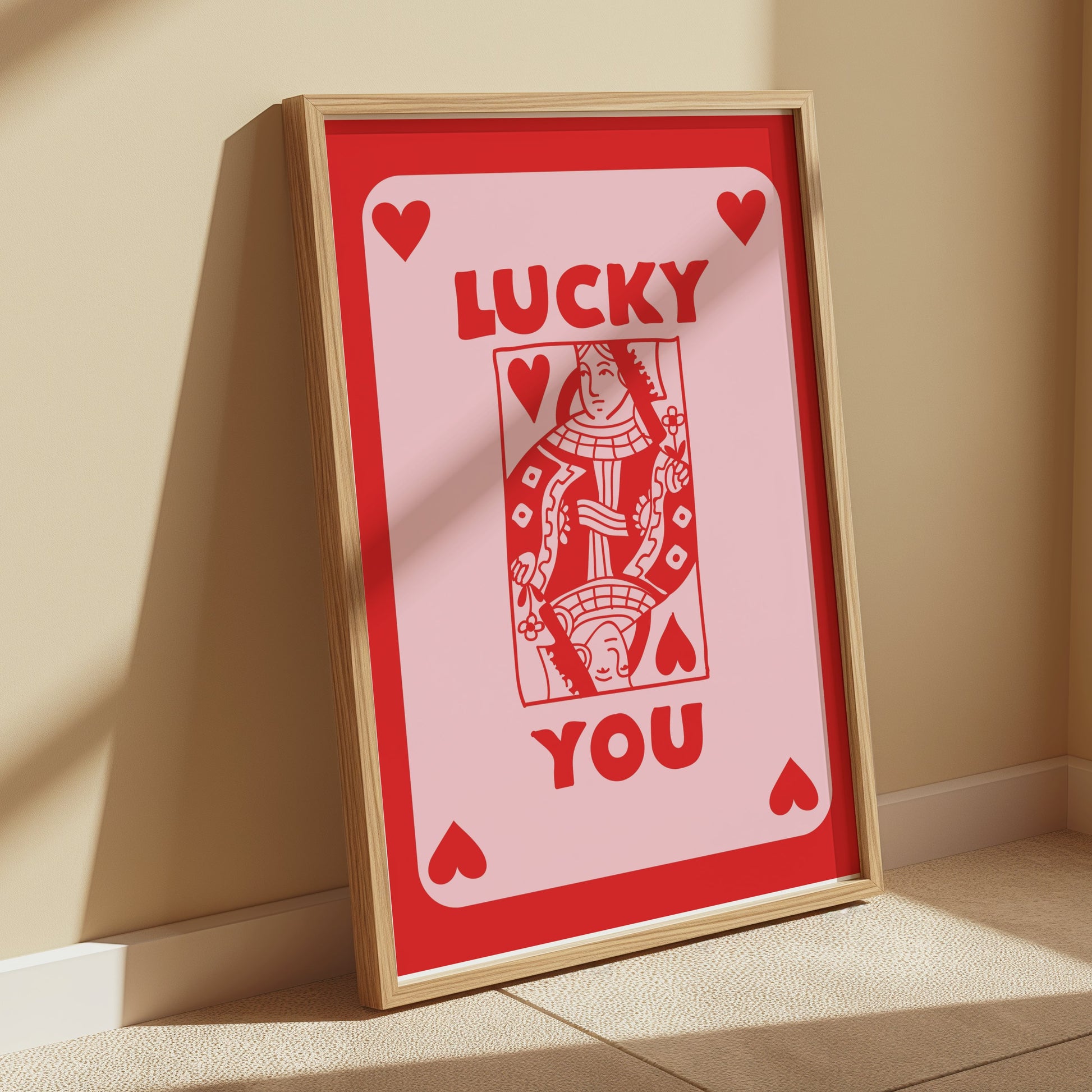 Premium Poster of Lucky You Heart Playing Card Design Posters