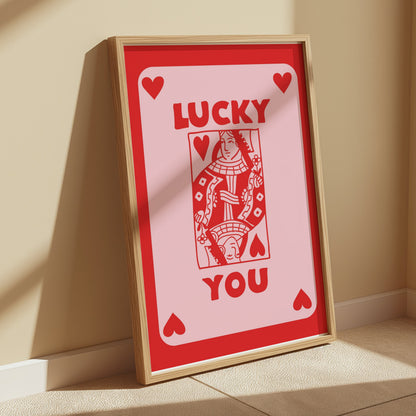 Premium Poster of Lucky You Heart Playing Card Design Posters