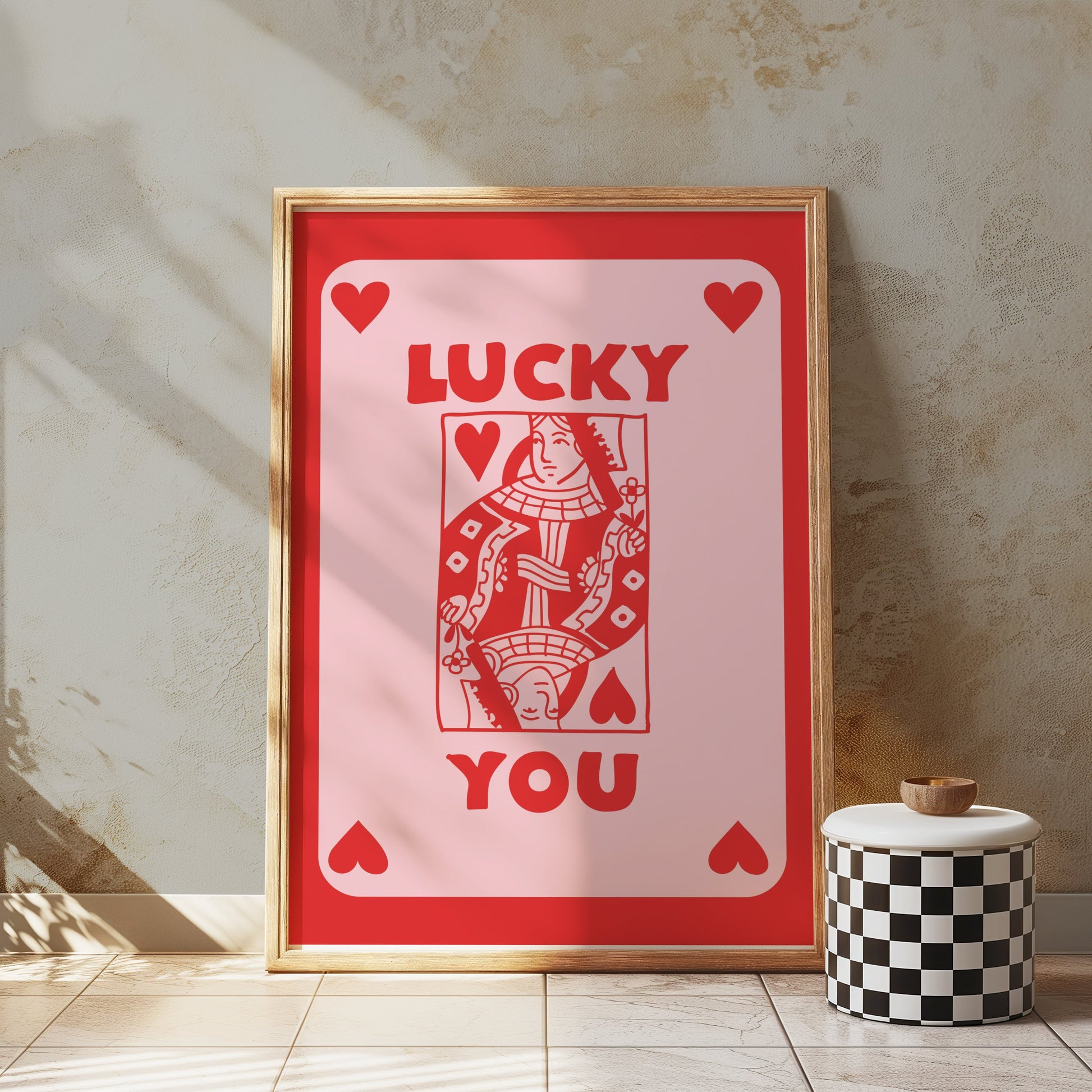 Premium Poster of Lucky You Heart Playing Card Design Posters