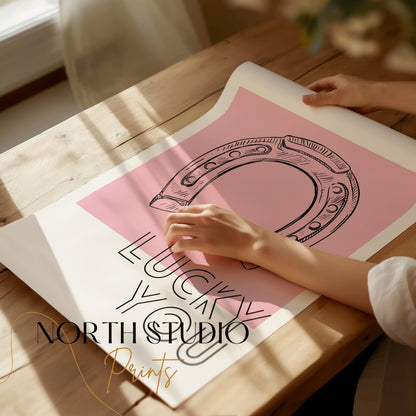 Premium Poster of Lucky You Horseshoe Sketch Artistic Wall Art Posters