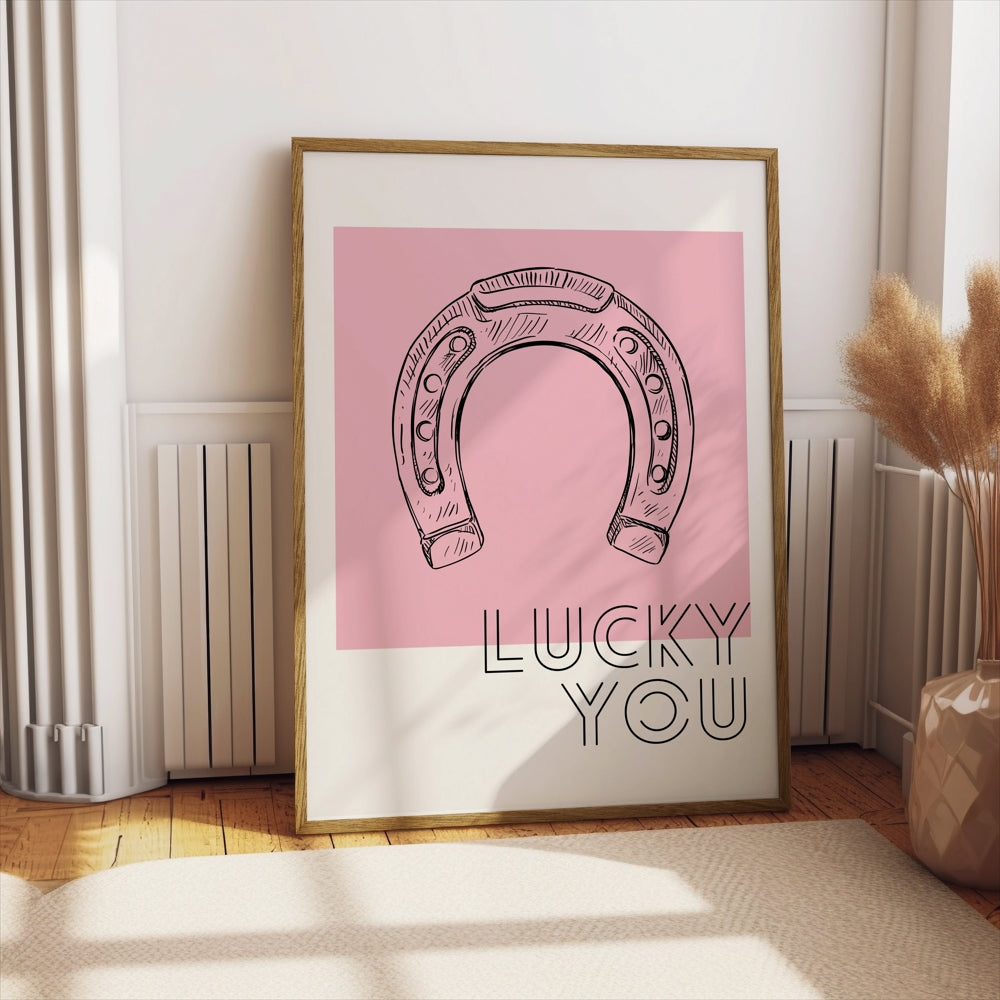 Premium Poster of Lucky You Horseshoe Sketch Artistic Wall Art Posters