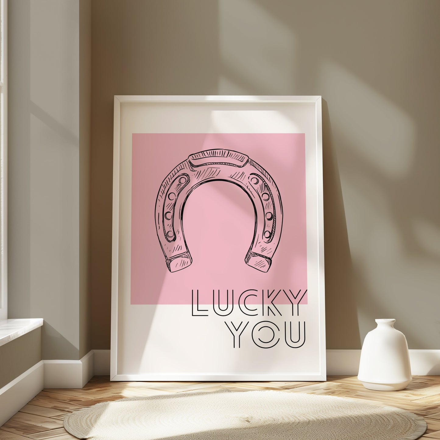 Premium Poster of Lucky You Horseshoe Sketch Artistic Wall Art Posters
