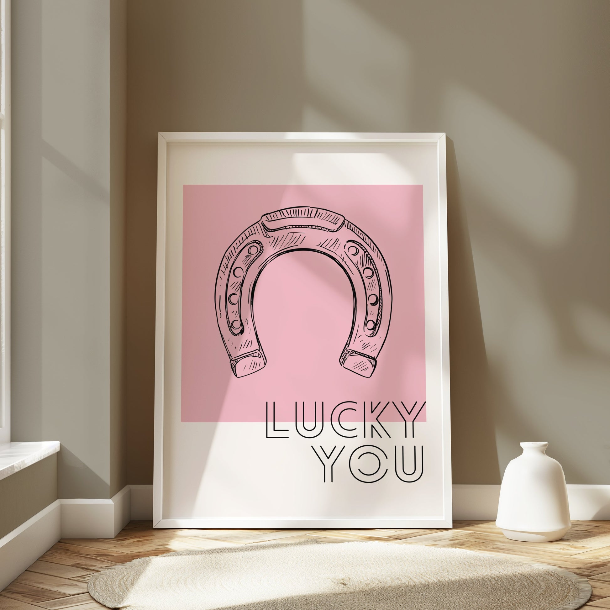 Premium Poster of Lucky You Horseshoe Sketch Artistic Wall Art Posters