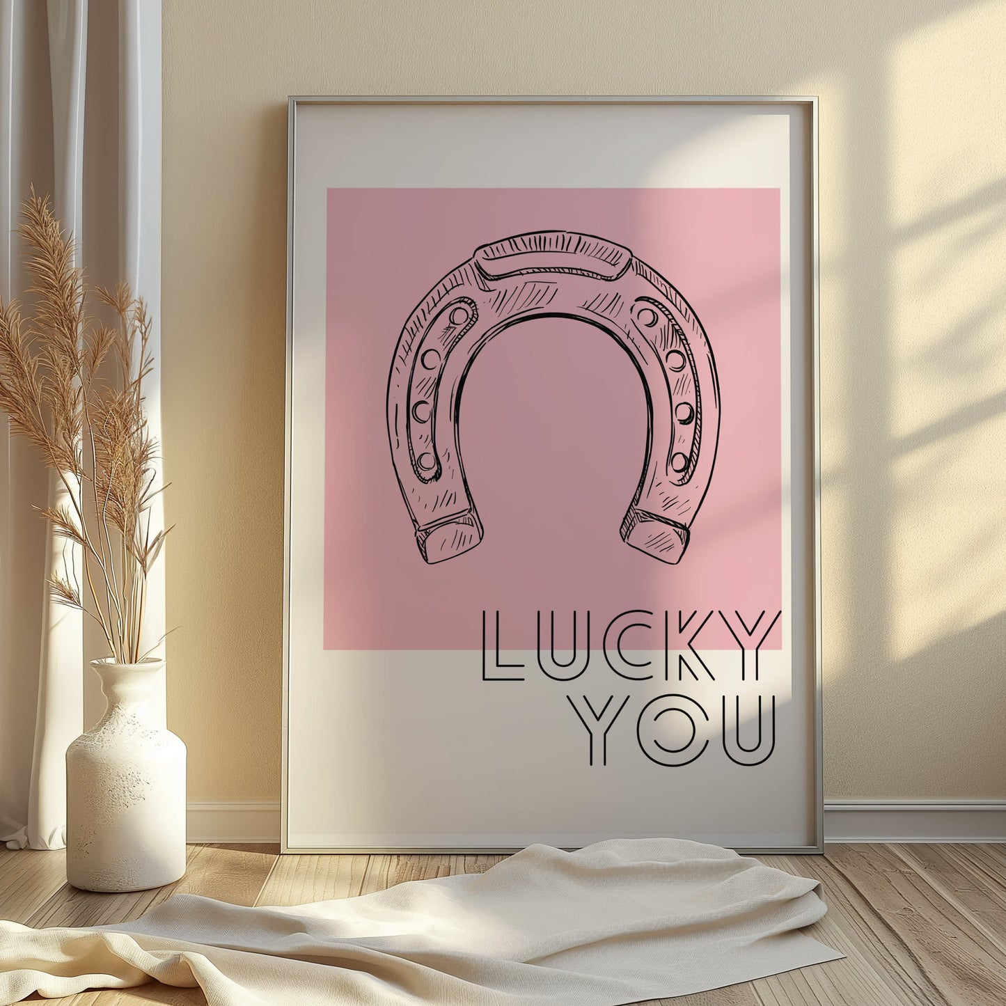 Premium Poster of Lucky You Horseshoe Sketch Artistic Wall Art Posters