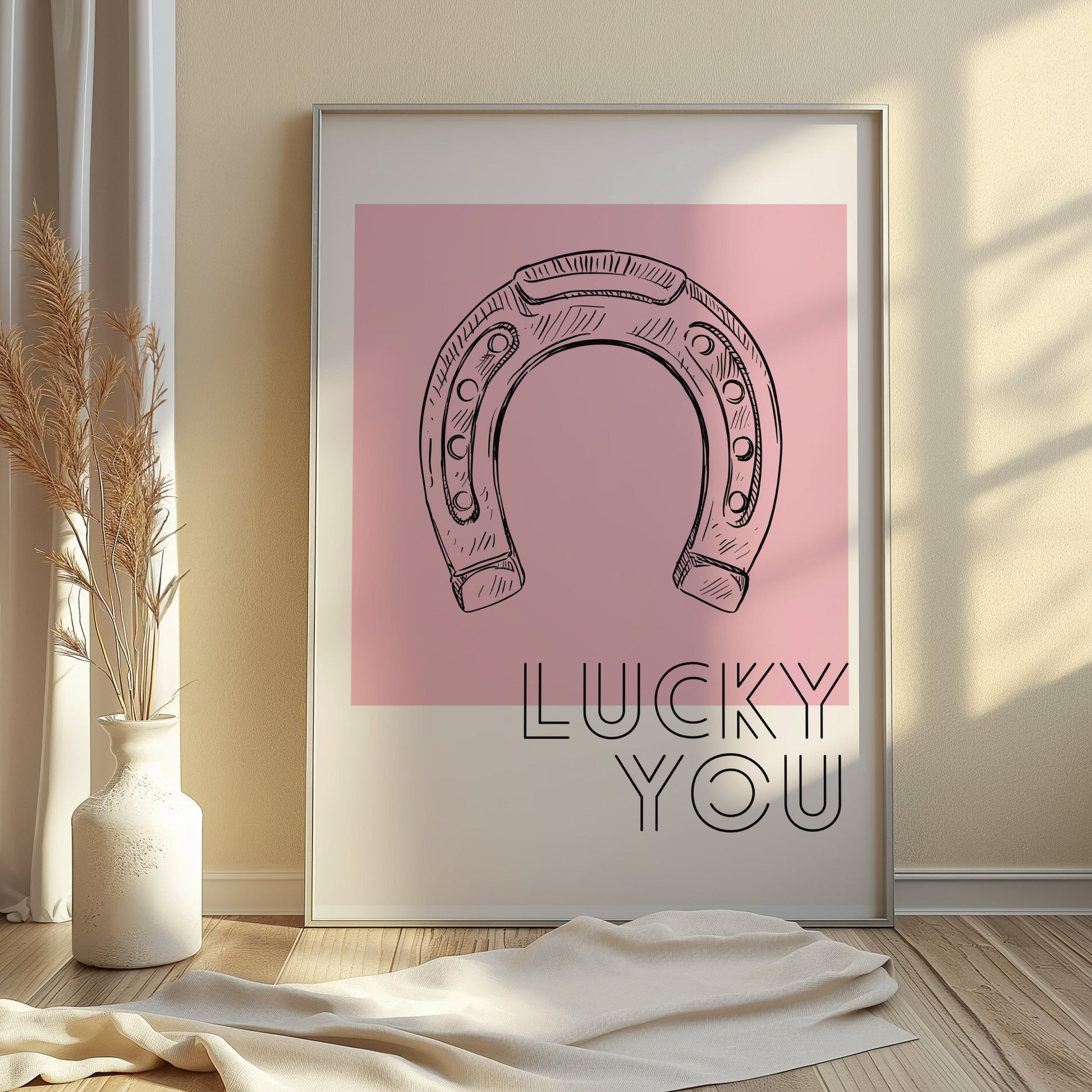 Premium Poster of Lucky You Horseshoe Sketch Artistic Wall Art Posters