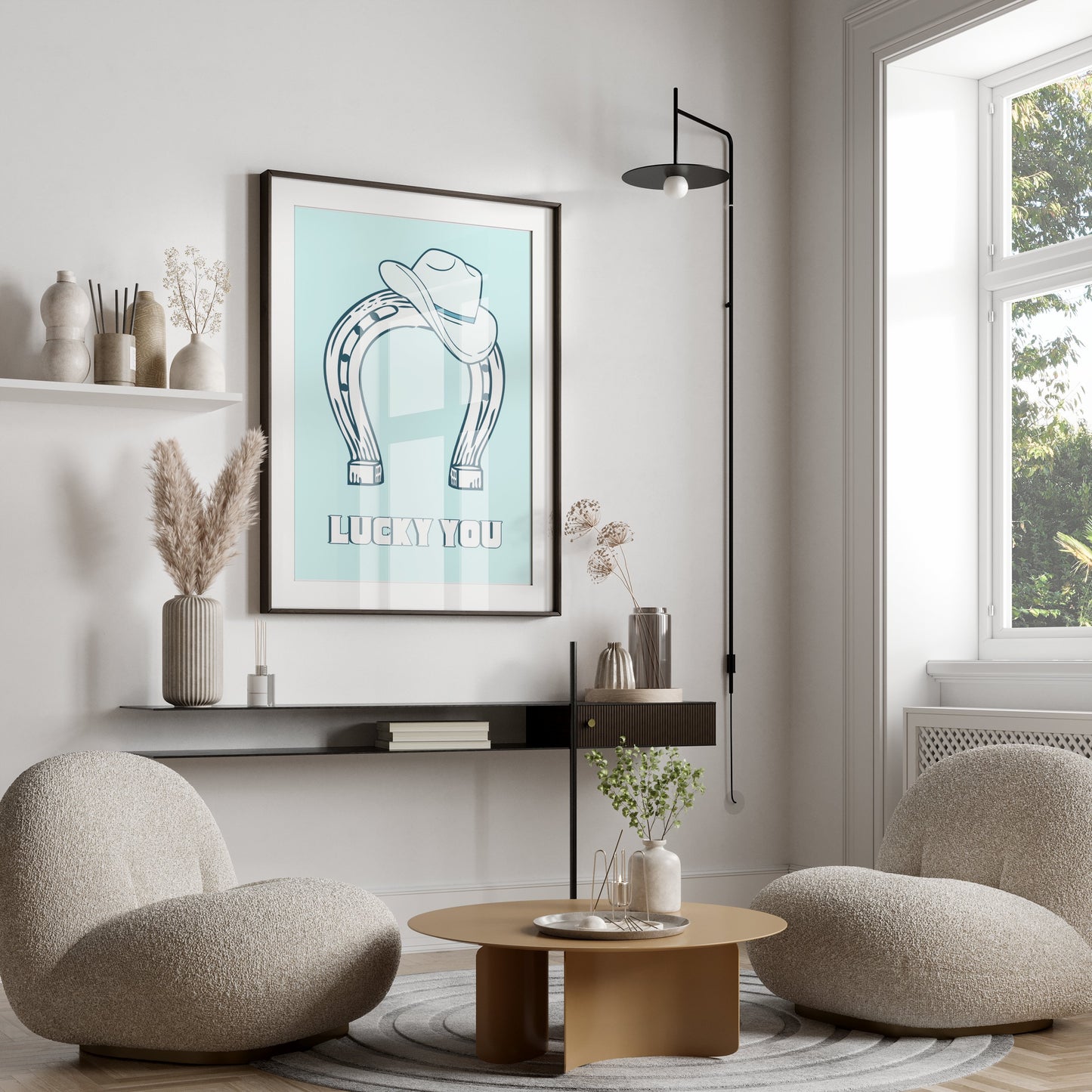 Premium Poster of Lucky You Horseshoe and Cowboy Hat Posters