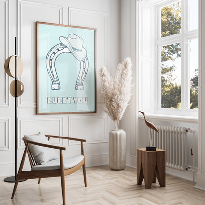 Premium Poster of Lucky You Horseshoe and Cowboy Hat Posters