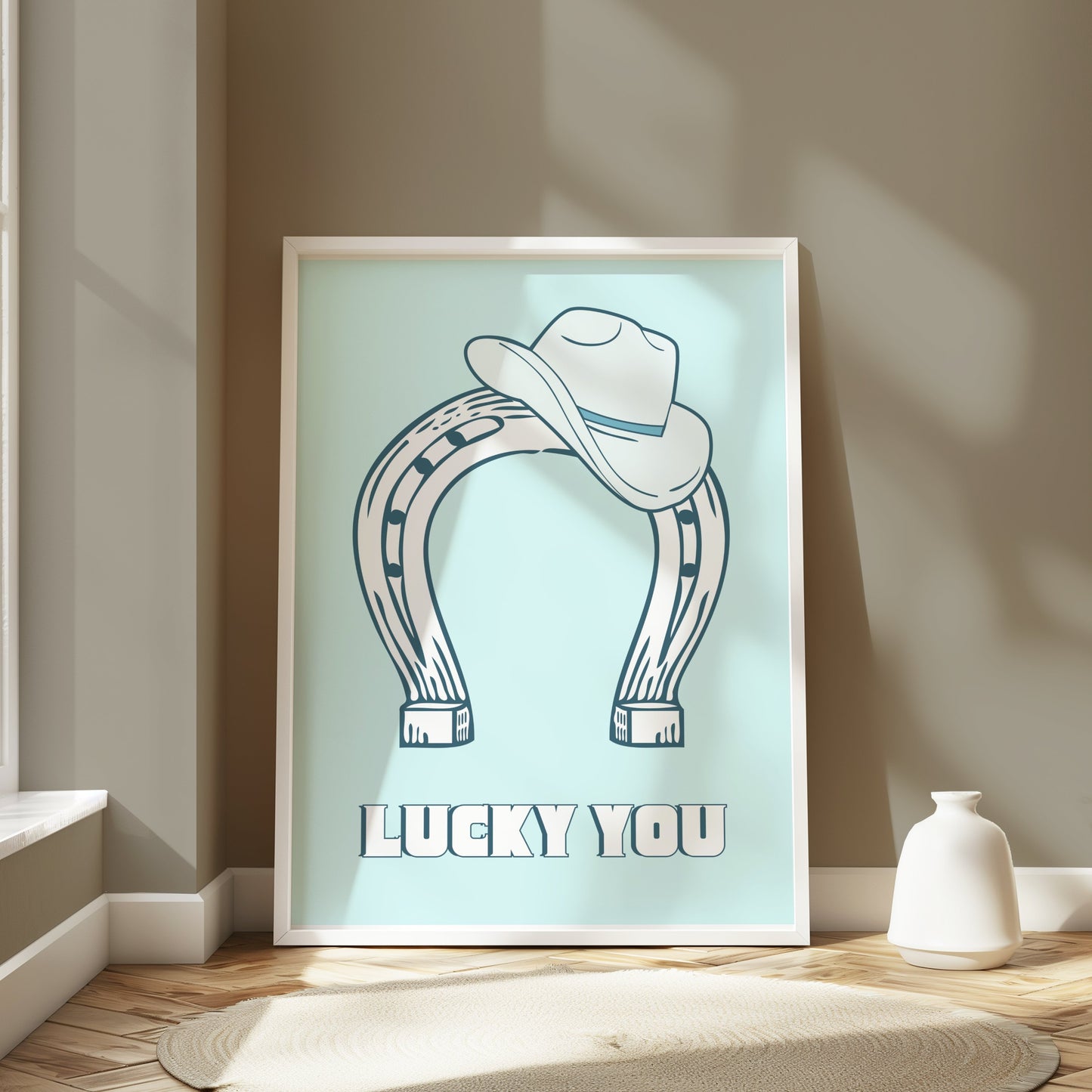 Premium Poster of Lucky You Horseshoe and Cowboy Hat Posters