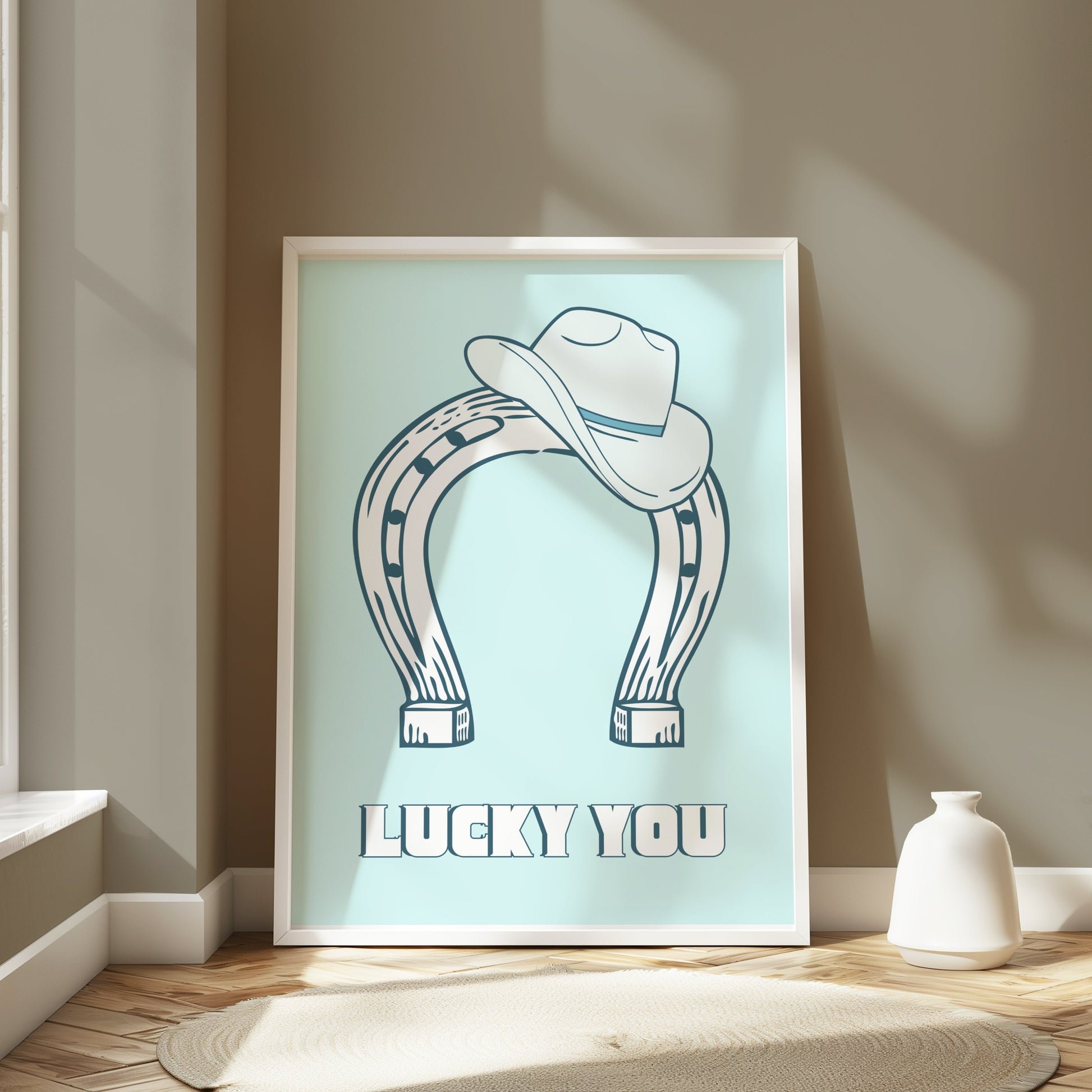 Premium Poster of Lucky You Horseshoe and Cowboy Hat Posters