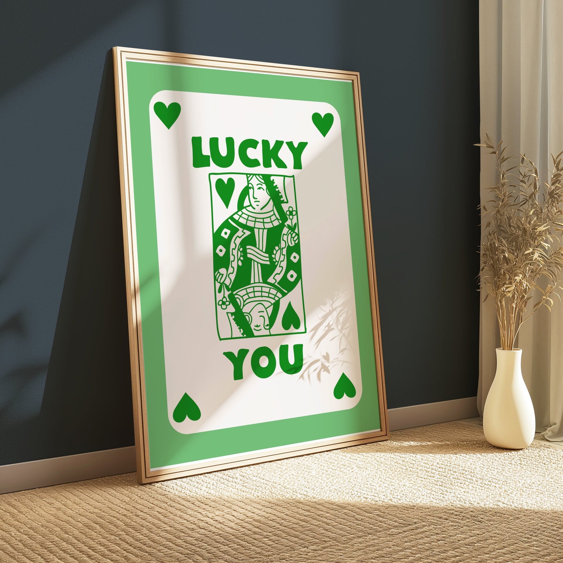 Premium Poster of Lucky You Playing Card Green Illustration Posters