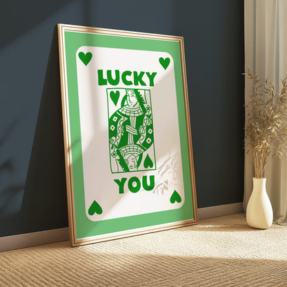 Premium Poster of Lucky You Playing Card Green Illustration Posters