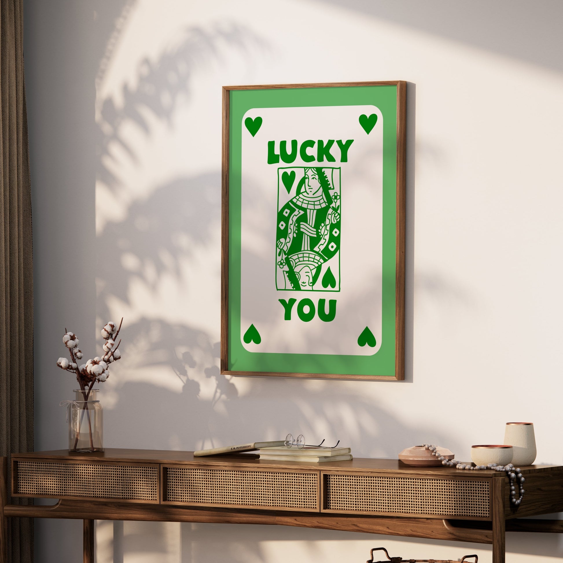 Premium Poster of Lucky You Playing Card Green Illustration Posters