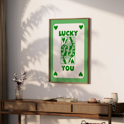 Premium Poster of Lucky You Playing Card Green Illustration Posters