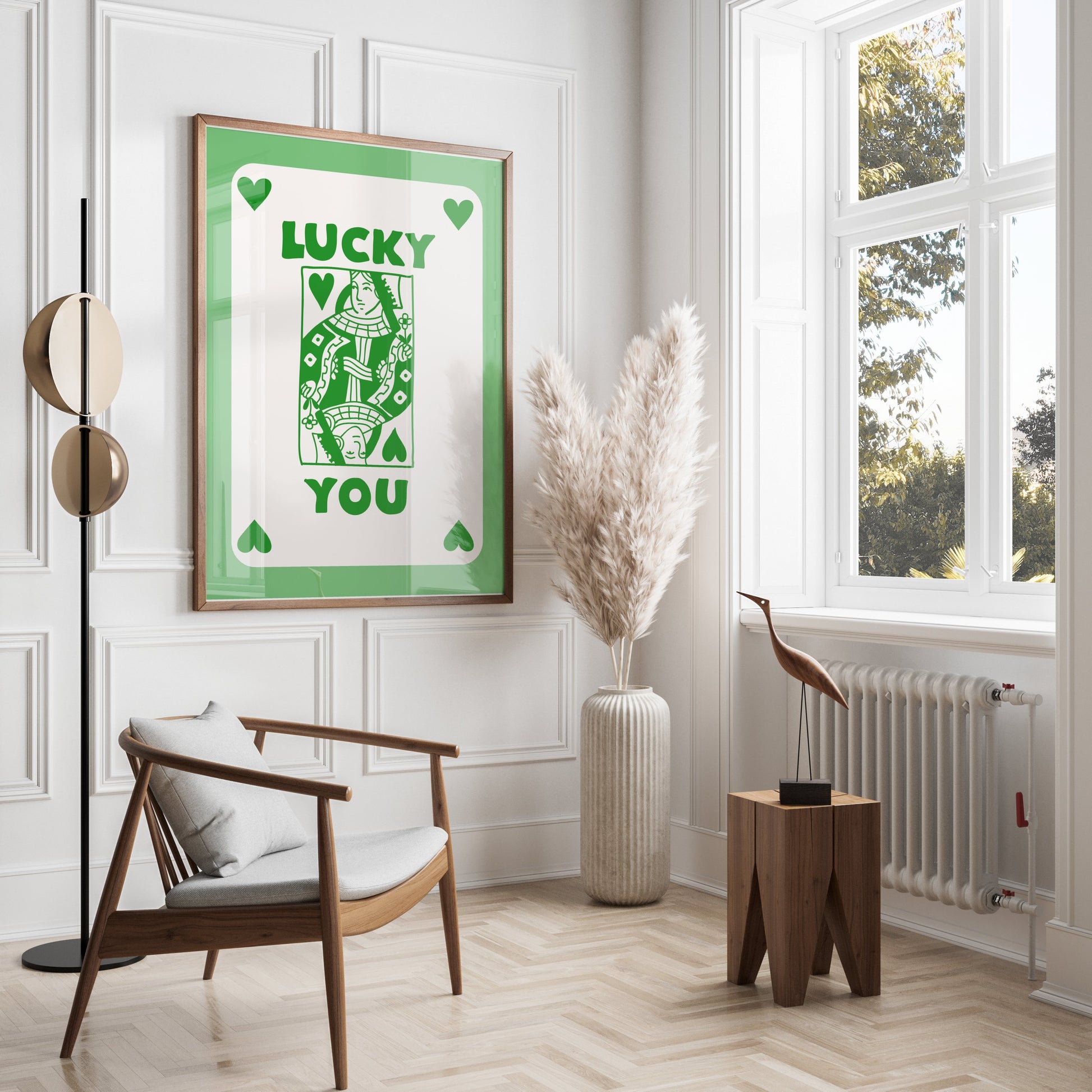 Premium Poster of Lucky You Playing Card Green Illustration Posters
