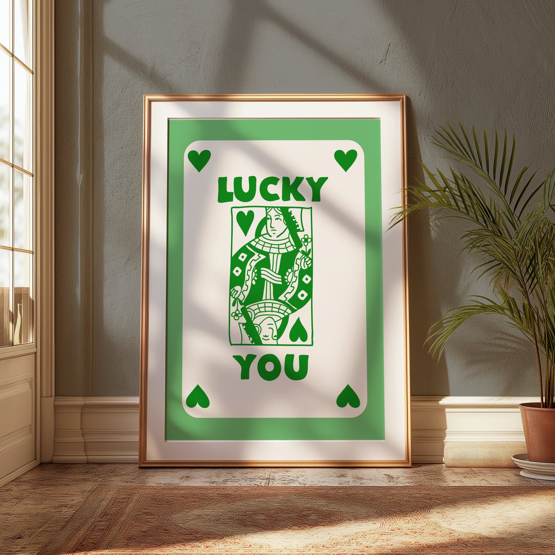 Premium Poster of Lucky You Playing Card Green Illustration Posters