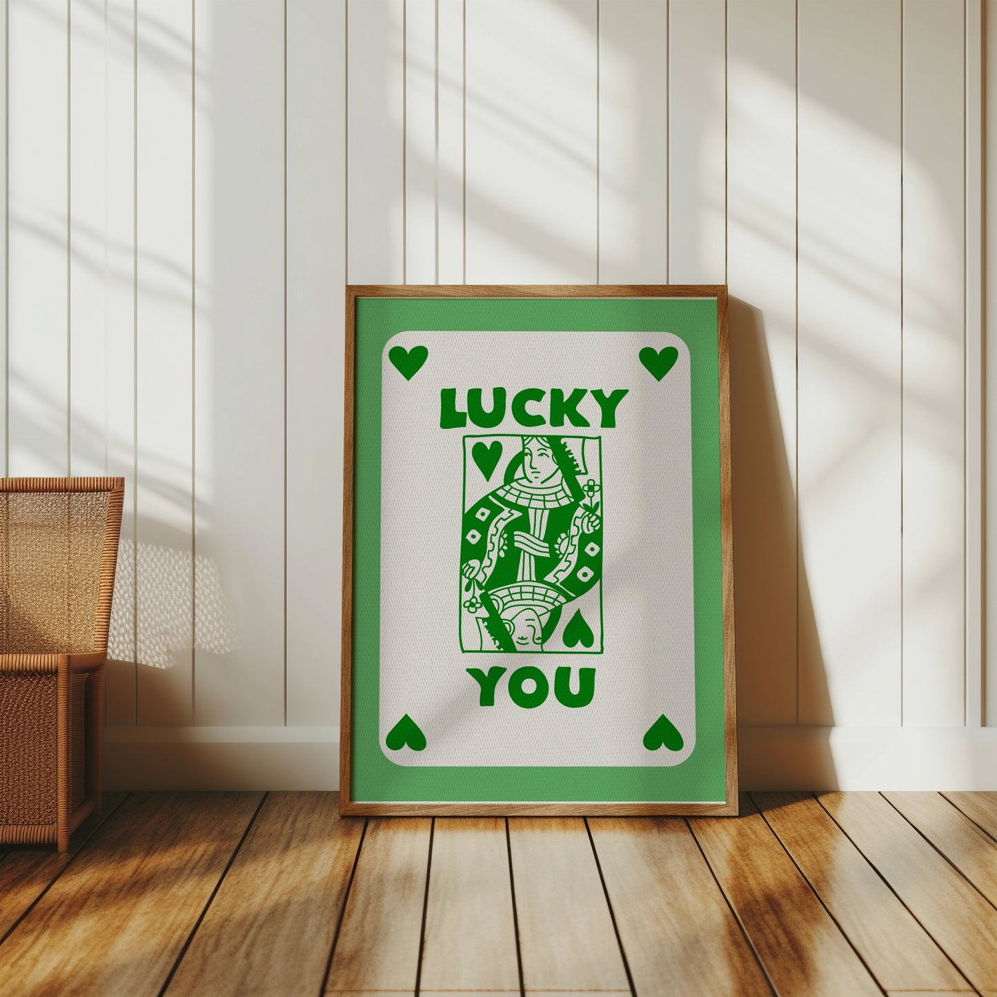 Premium Poster of Lucky You Playing Card Green Illustration Posters