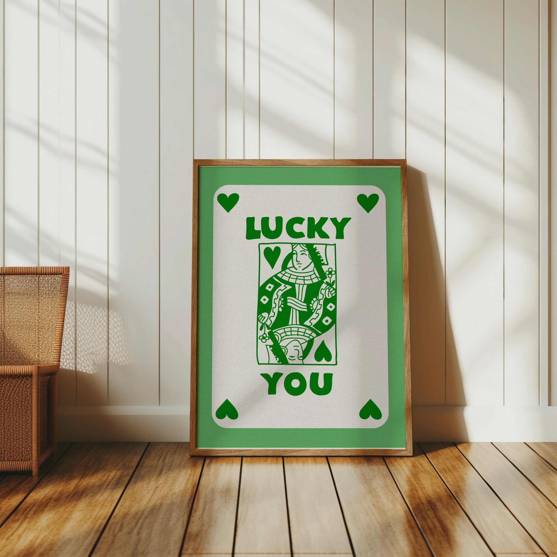 Premium Poster of Lucky You Playing Card Green Illustration Posters