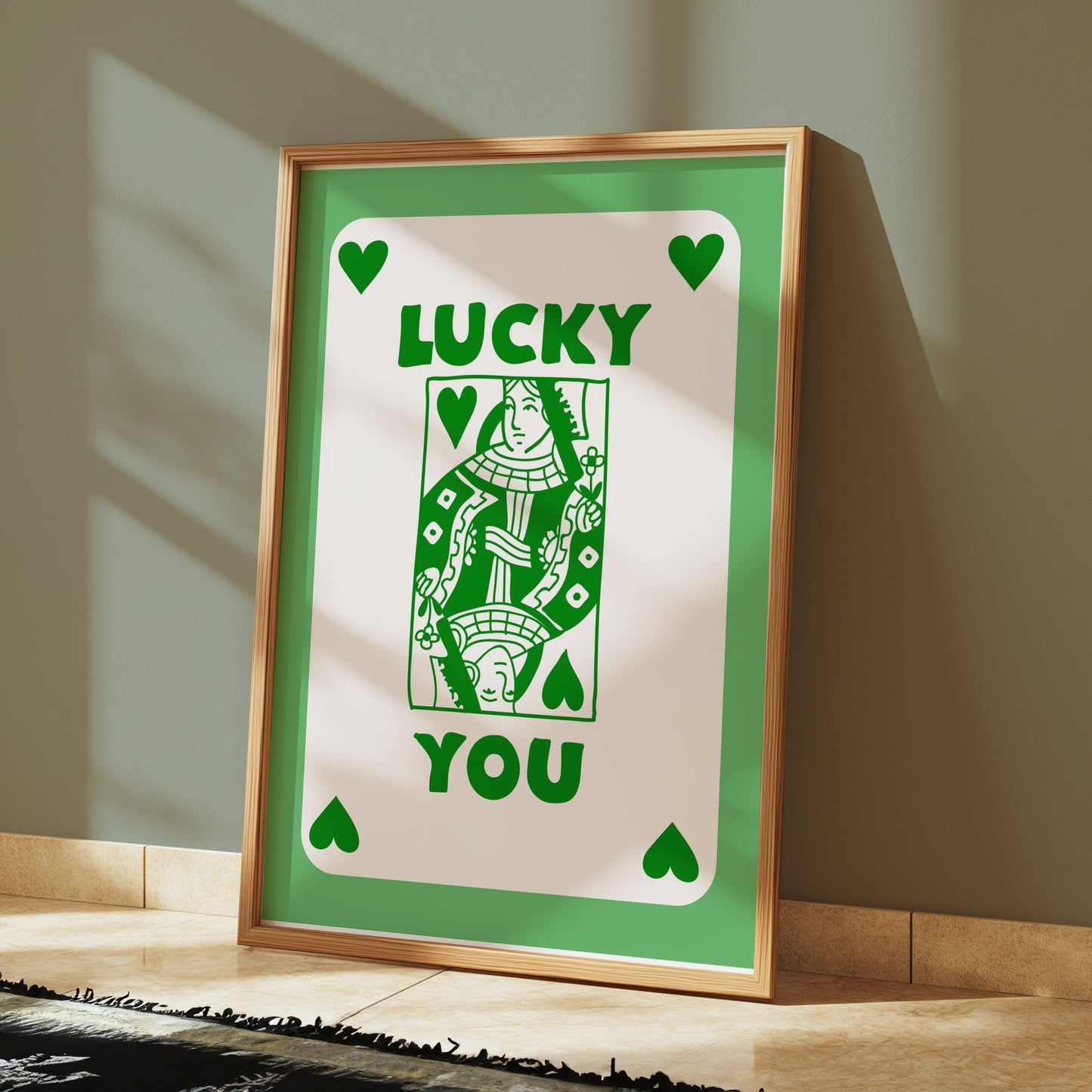 Premium Poster of Lucky You Playing Card Green Illustration Posters