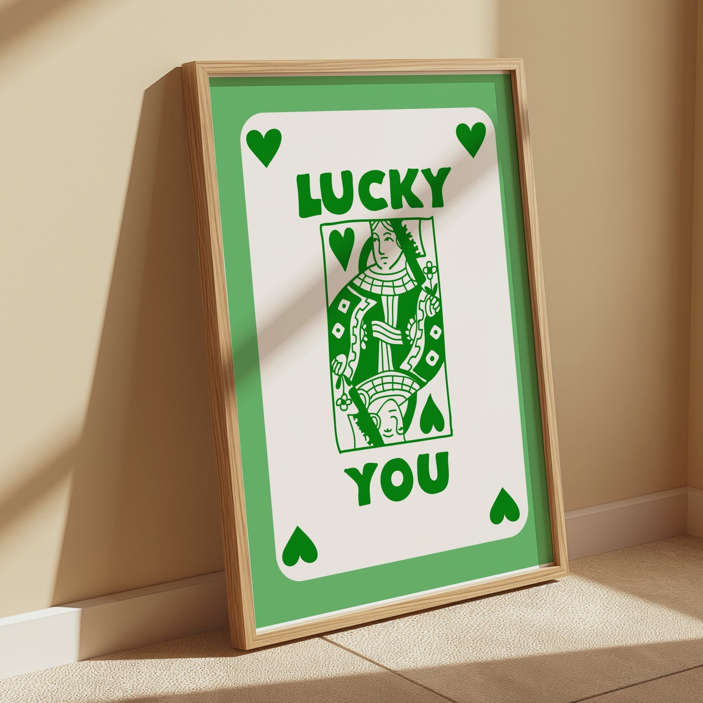 Premium Poster of Lucky You Playing Card Green Illustration Posters