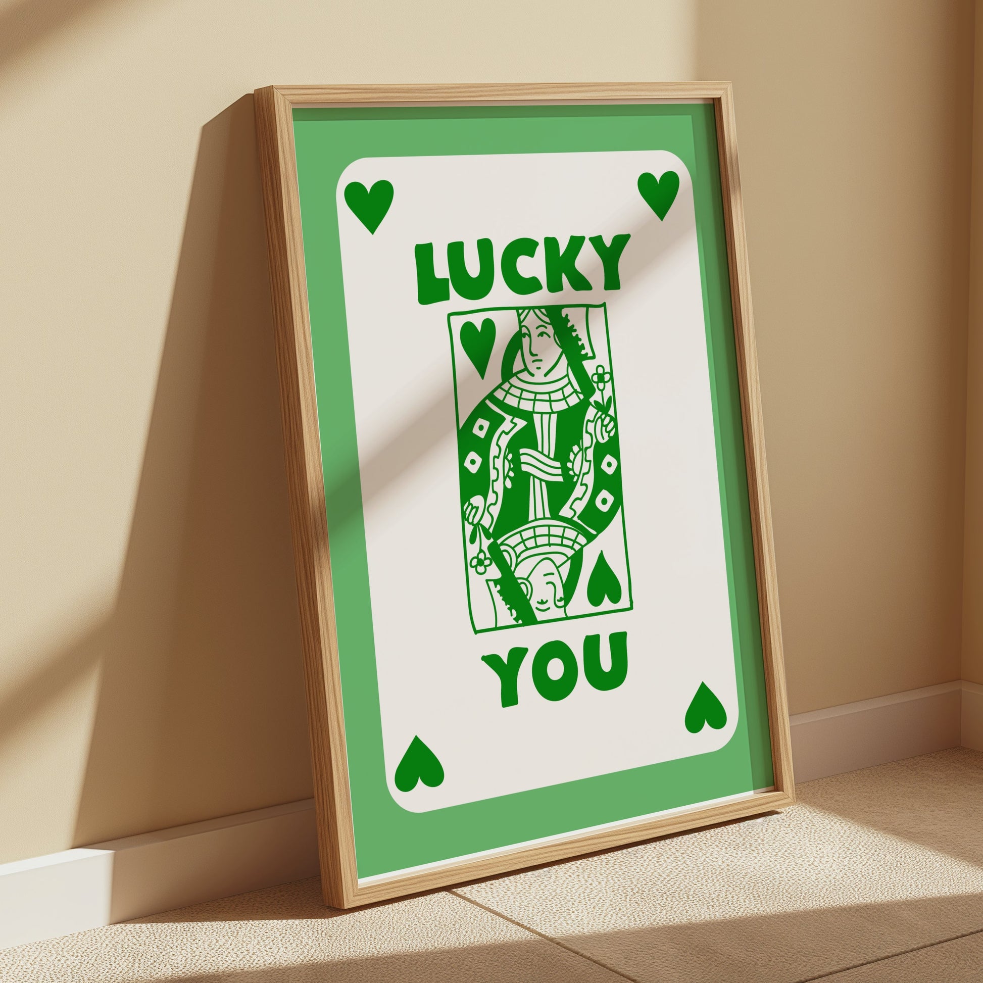 Premium Poster of Lucky You Playing Card Green Illustration Posters