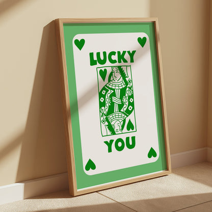 Premium Poster of Lucky You Playing Card Green Illustration Posters